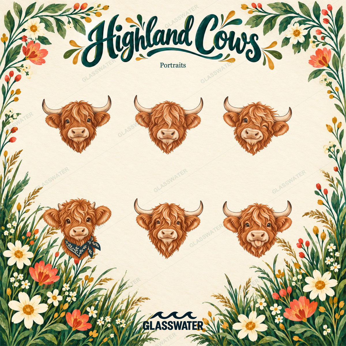 Highland Cow Clipart Bundle — 40 Country SVG & PNG Illustrations