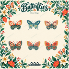 Botanical Butterfly SVG & PNG Bundle — 48 Floral & Folk Art Illustrations
