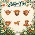 Highland Cow Clipart Bundle — 40 Country SVG & PNG Illustrations