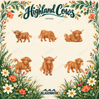 Highland Cow Clipart Bundle — 40 Country SVG & PNG Illustrations