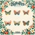 Botanical Butterfly SVG & PNG Bundle — 48 Floral & Folk Art Illustrations