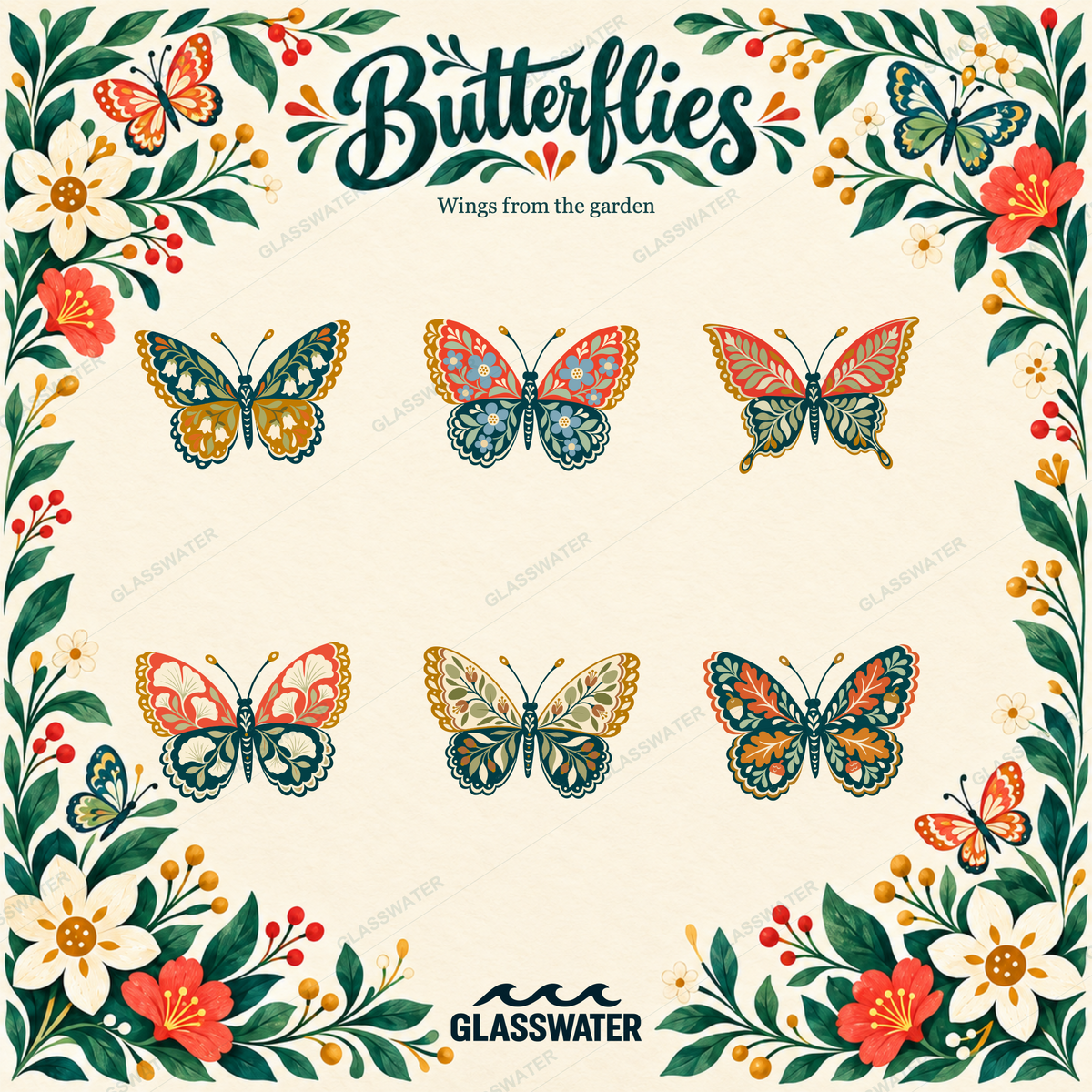 Botanical Butterfly SVG & PNG Bundle — 48 Floral & Folk Art Illustrations