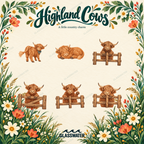 Highland Cow Clipart Bundle — 40 Country SVG & PNG Illustrations