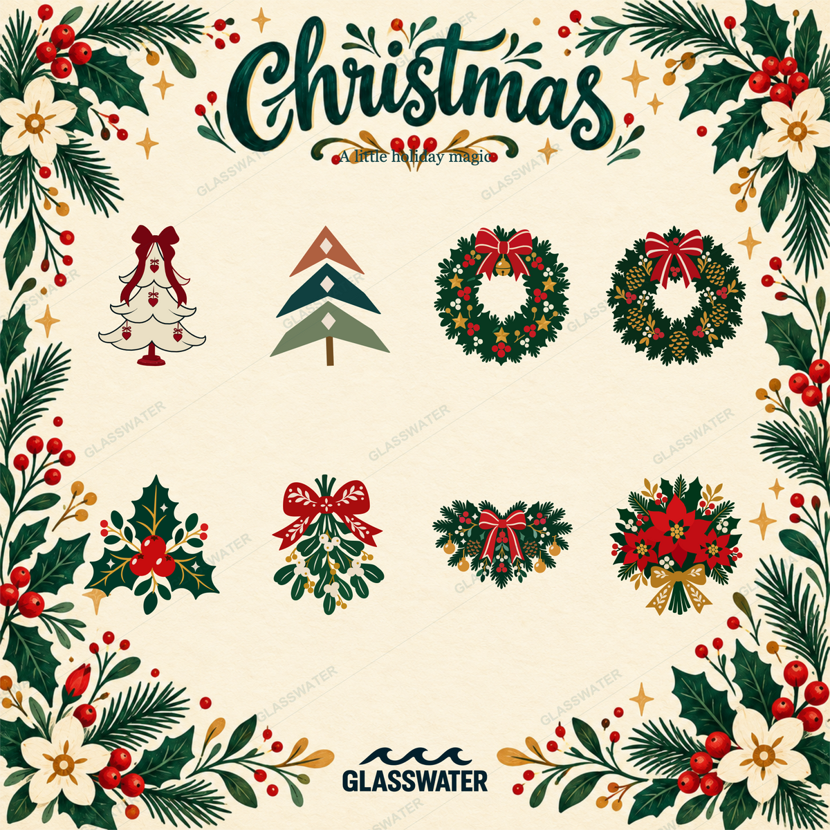 Folk Art Christmas Clipart Bundle — 80 Holiday SVG & PNG Illustrations