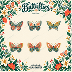 Botanical Butterfly SVG & PNG Bundle — 48 Floral & Folk Art Illustrations