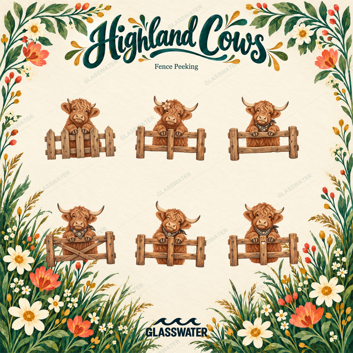Highland Cow Clipart Bundle — 40 Country SVG & PNG Illustrations