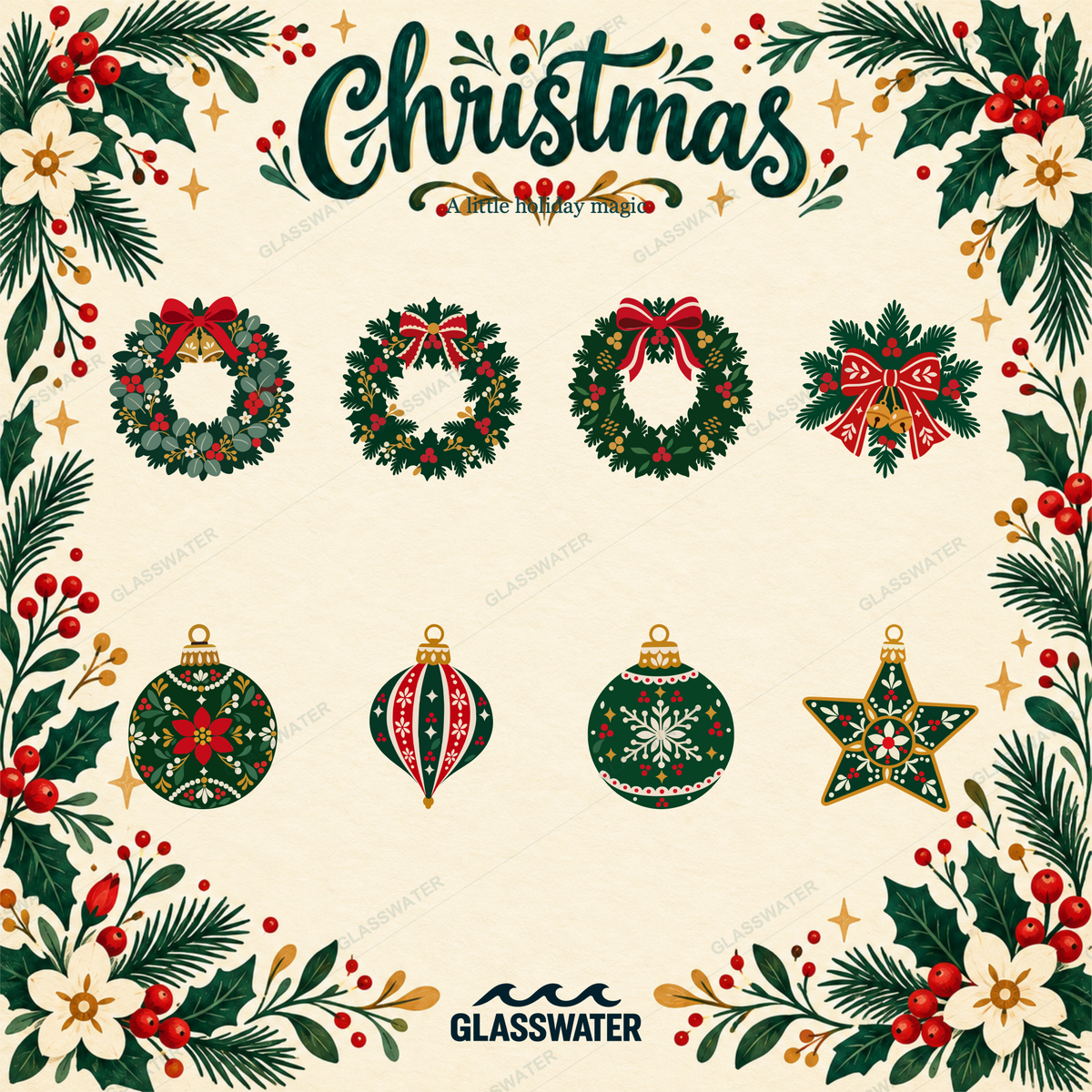 Folk Art Christmas Clipart Bundle — 80 Holiday SVG & PNG Illustrations