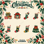 Folk Art Christmas Clipart Bundle — 80 Holiday SVG & PNG Illustrations