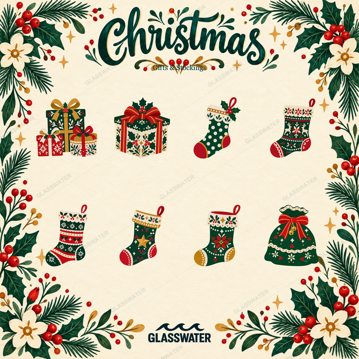 Folk Art Christmas Clipart Bundle — 80 Holiday SVG & PNG Illustrations