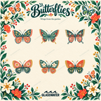 Botanical Butterfly SVG & PNG Bundle — 48 Floral & Folk Art Illustrations