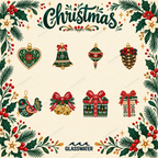Folk Art Christmas Clipart Bundle — 80 Holiday SVG & PNG Illustrations