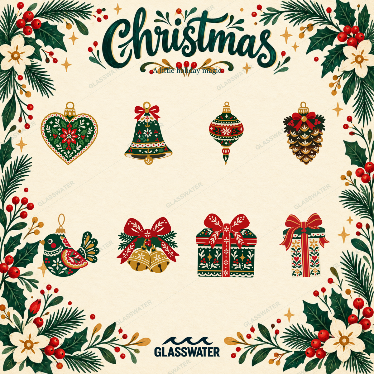 Folk Art Christmas Clipart Bundle — 80 Holiday SVG & PNG Illustrations
