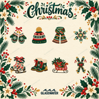 Folk Art Christmas Clipart Bundle — 80 Holiday SVG & PNG Illustrations