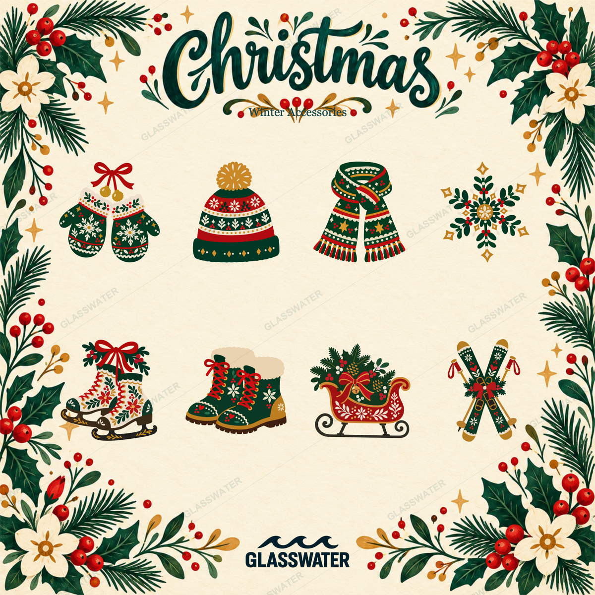 Folk Art Christmas Clipart Bundle — 80 Holiday SVG & PNG Illustrations
