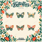 Botanical Butterfly SVG & PNG Bundle — 48 Floral & Folk Art Illustrations