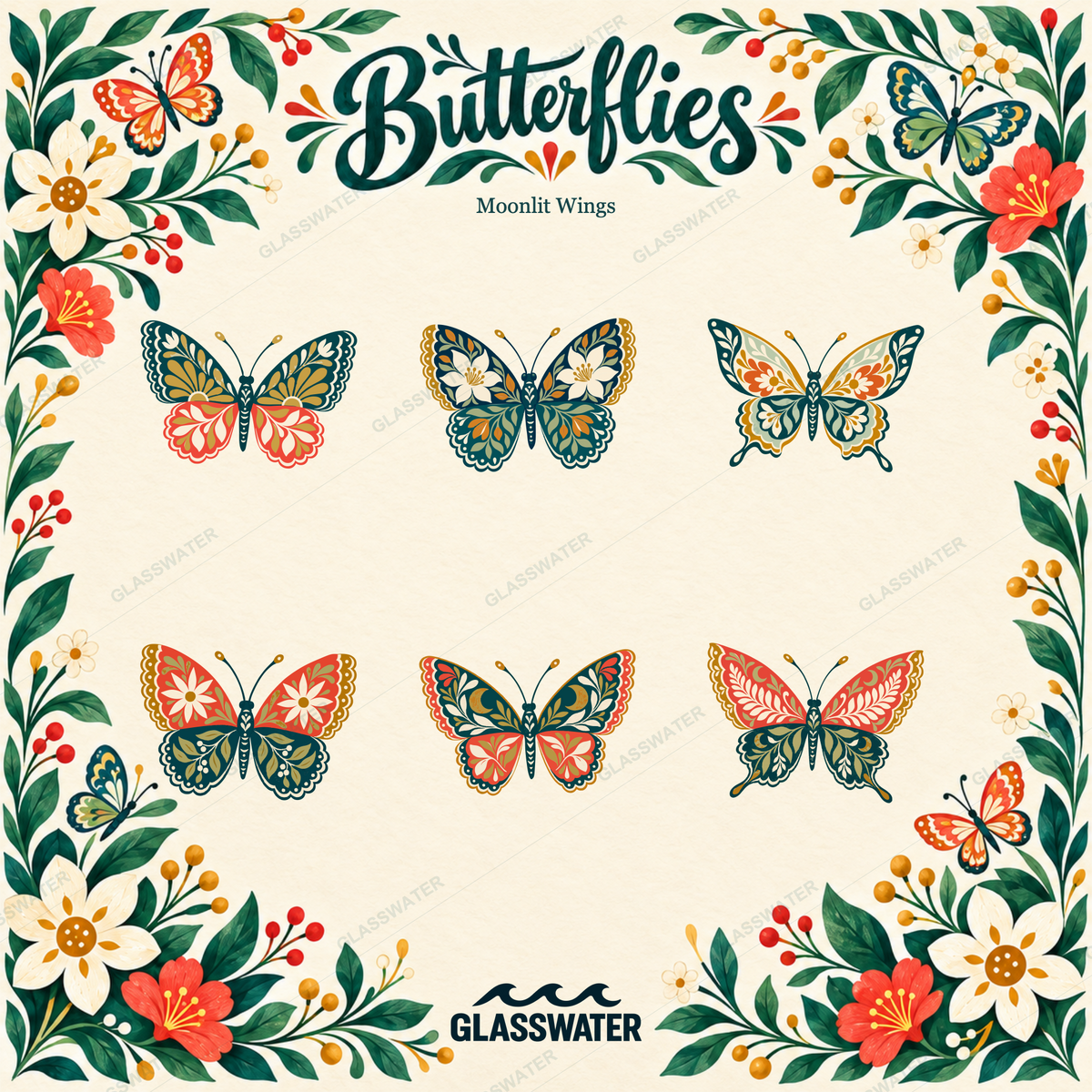 Botanical Butterfly SVG & PNG Bundle — 48 Floral & Folk Art Illustrations