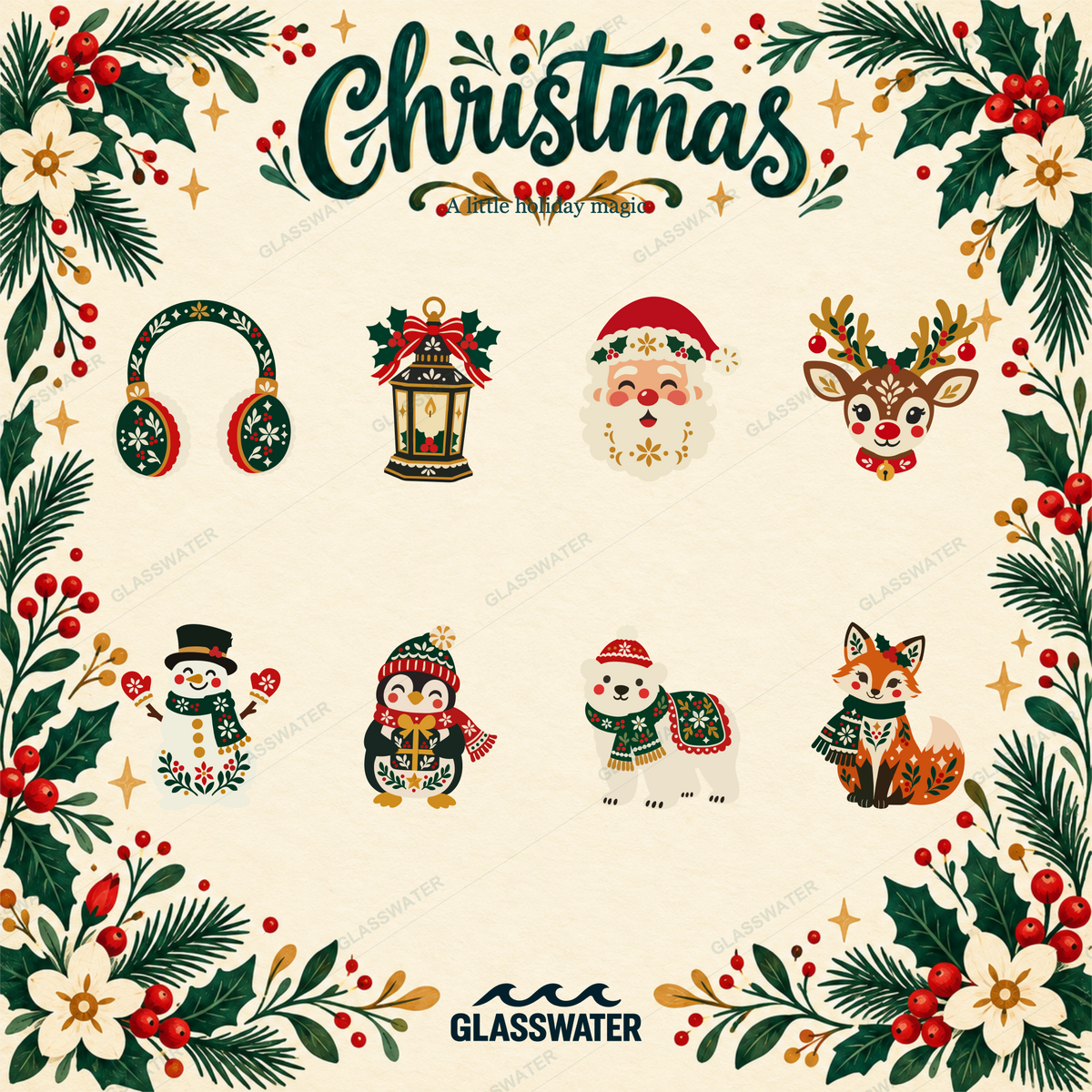 Folk Art Christmas Clipart Bundle — 80 Holiday SVG & PNG Illustrations