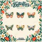 Botanical Butterfly SVG & PNG Bundle — 48 Floral & Folk Art Illustrations