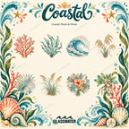 Watercolor Coastal Clipart Bundle — 80 Seaside Illustrations, Borders & Frames
