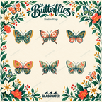 Botanical Butterfly SVG & PNG Bundle — 48 Floral & Folk Art Illustrations