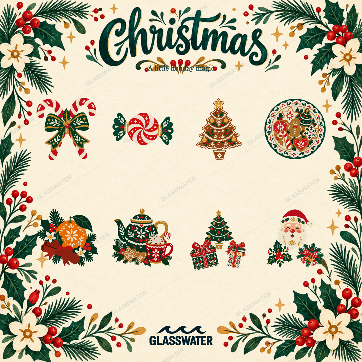 Folk Art Christmas Clipart Bundle — 80 Holiday SVG & PNG Illustrations