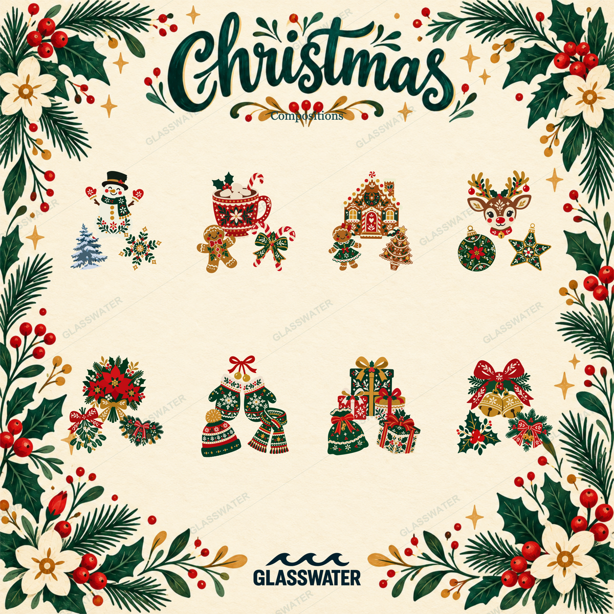 Folk Art Christmas Clipart Bundle — 80 Holiday SVG & PNG Illustrations