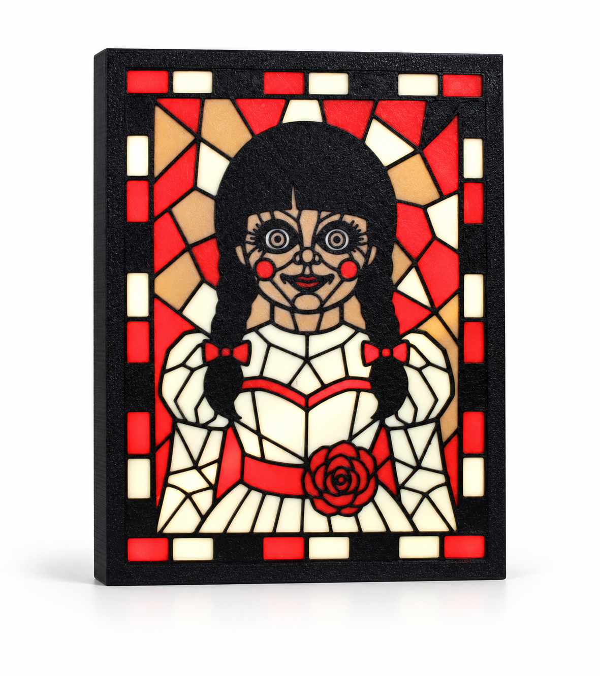 Annabelle 3D Printed Stained Glass Light Box | Horror Doll Lamp