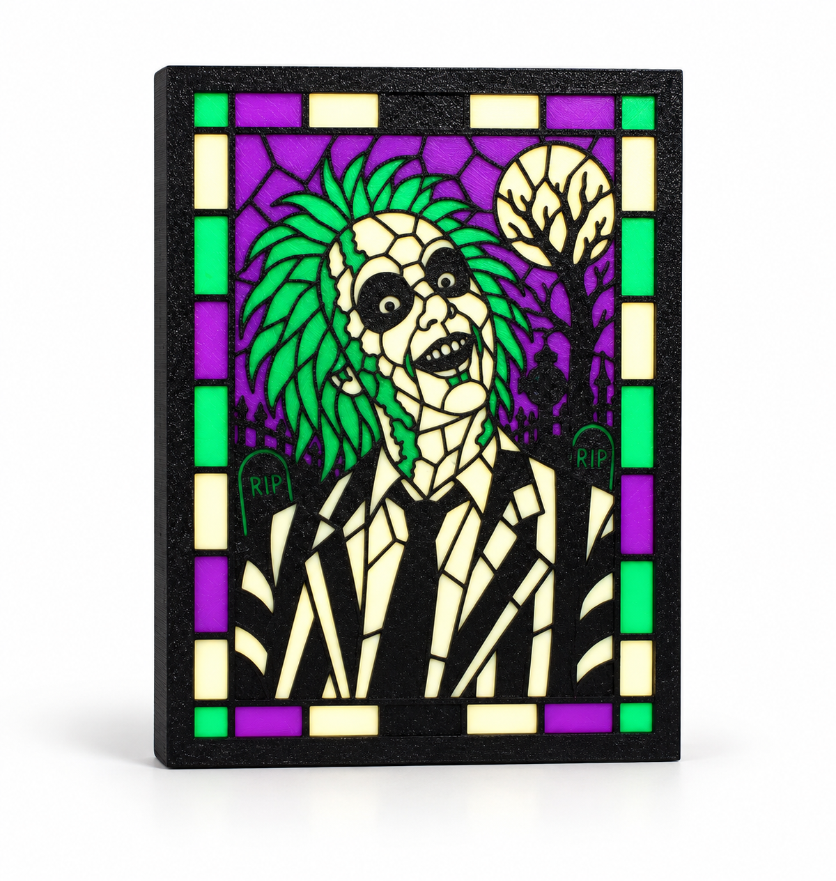 Beetlejuice 3D Printed Stained Glass Light Box | Horror Movie Lamp