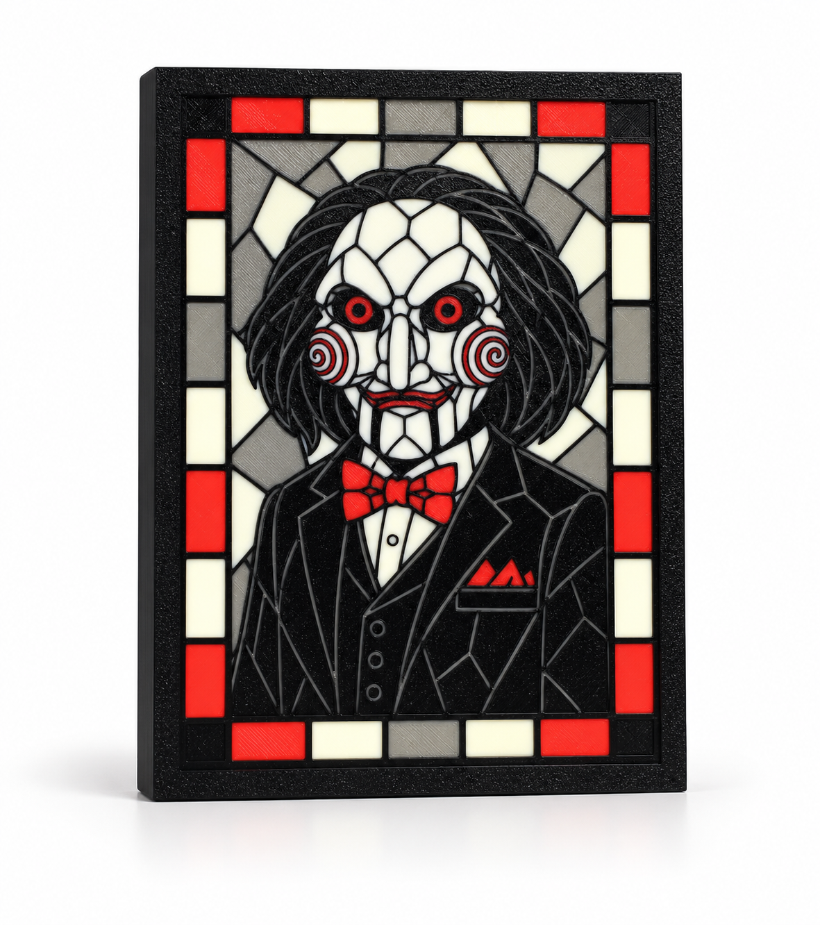 Billy the Puppet 3D Printed Stained Glass Light Box | Saw Jigsaw Horror Lamp