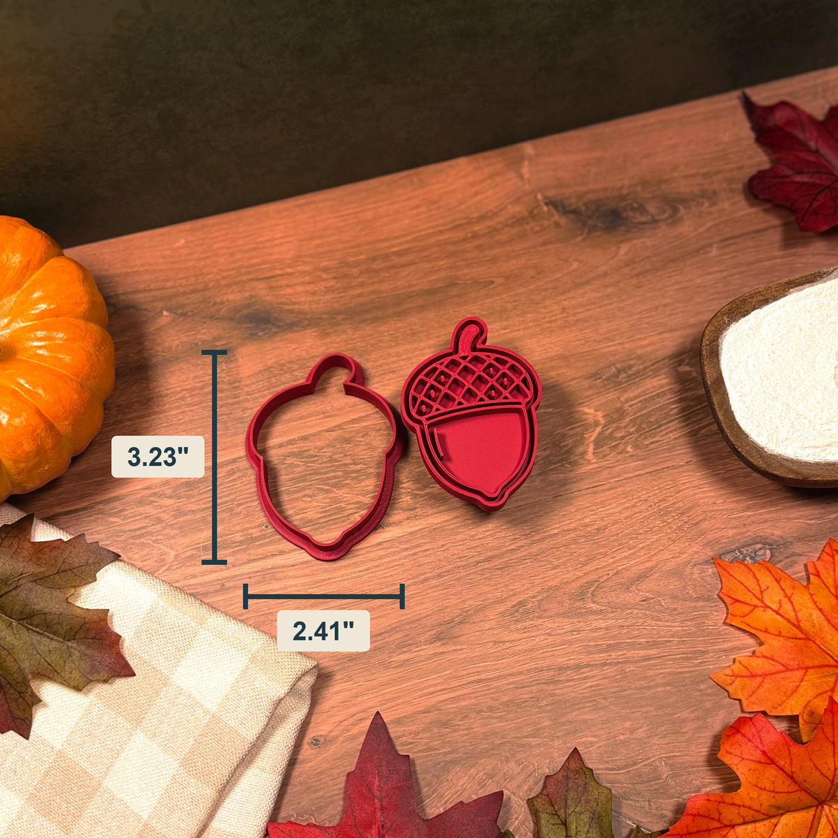 Acorn Cookie Cutter & Stamp Set size image