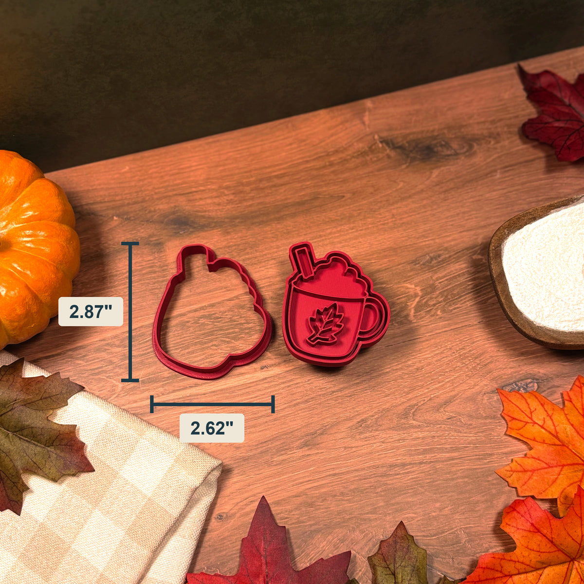 Fall Coffee Mug Cookie Cutter & Stamp Set size image