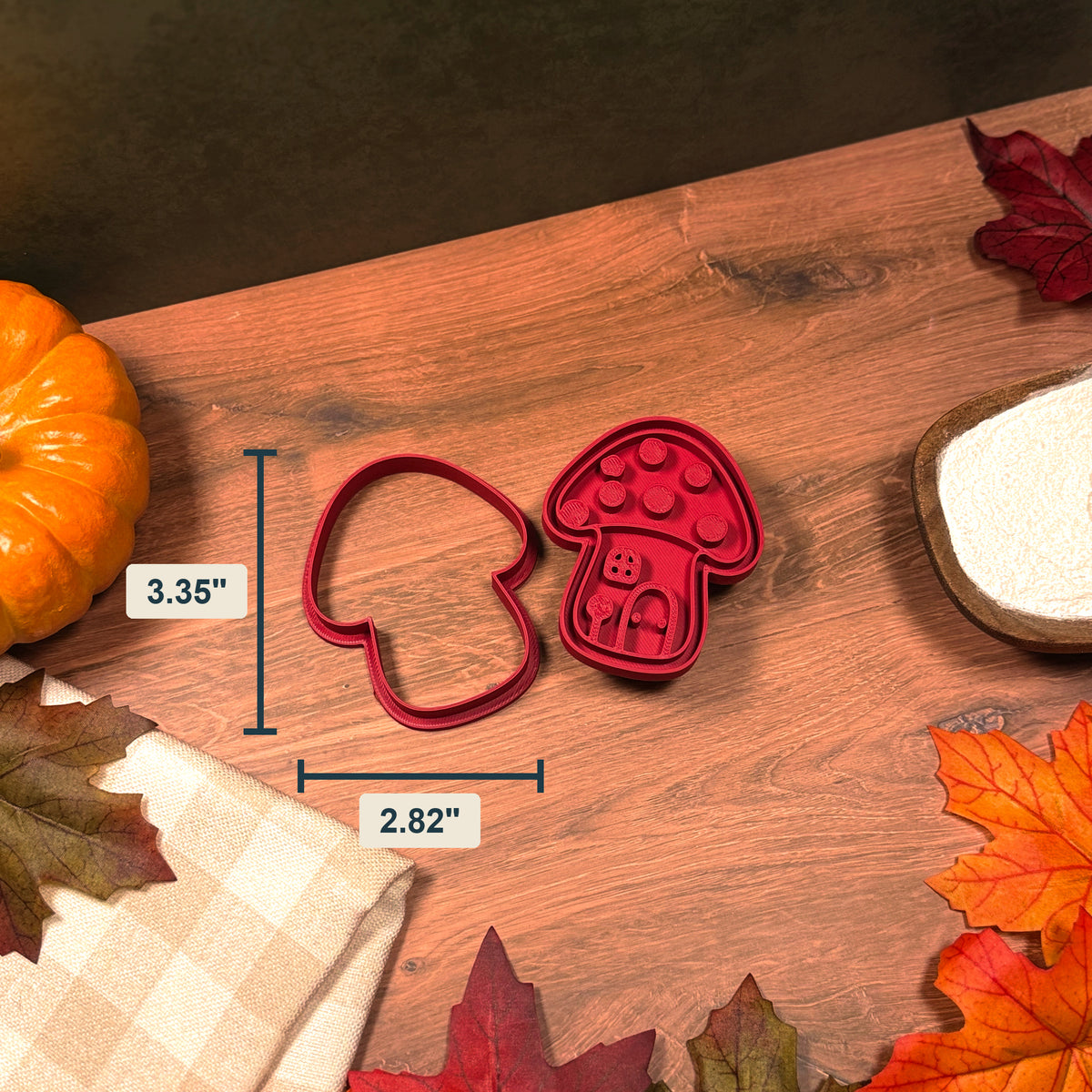 Mushroom House Cookie Cutter & Stamp Set size image