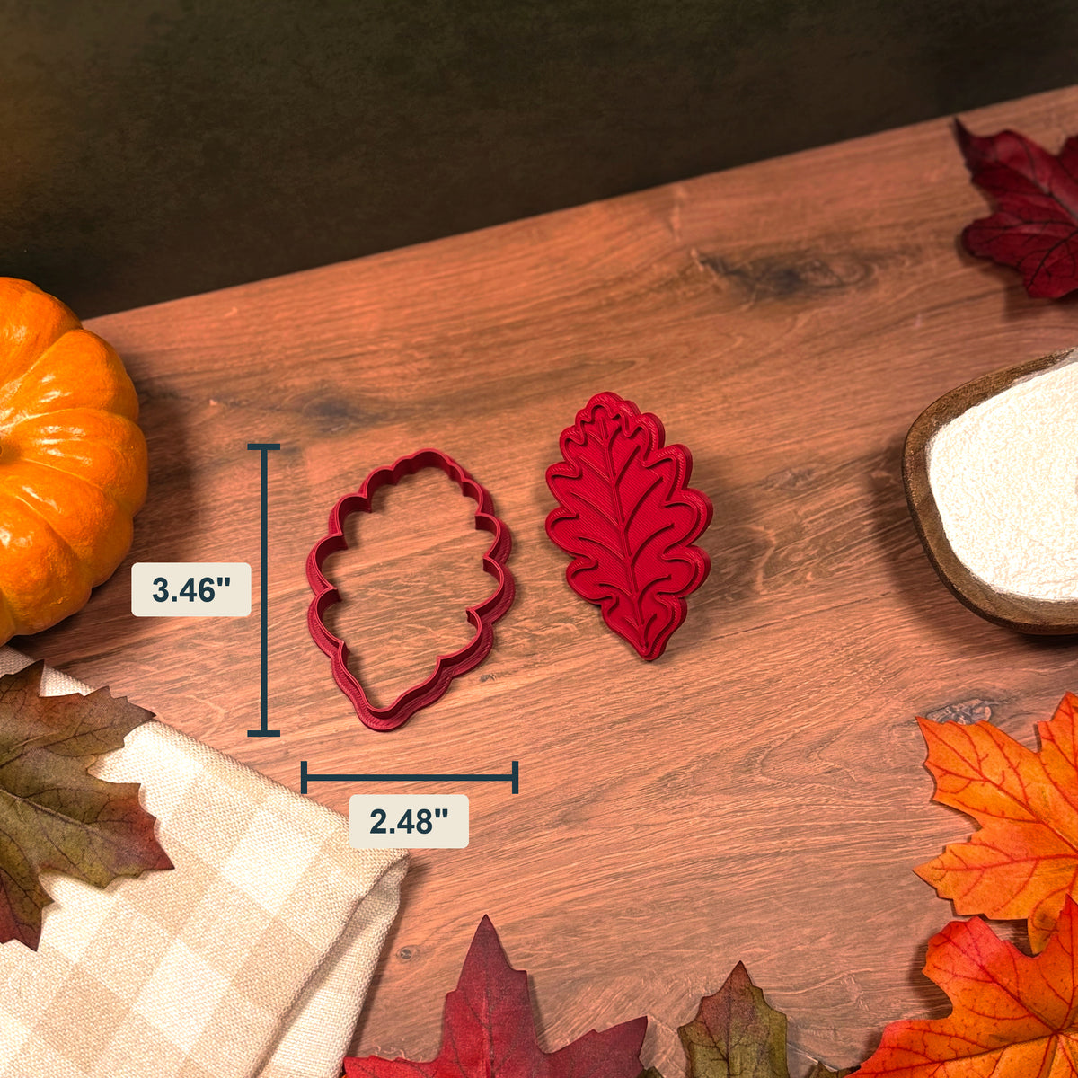 Oak Leaf Cookie Cutter & Stamp Set size image
