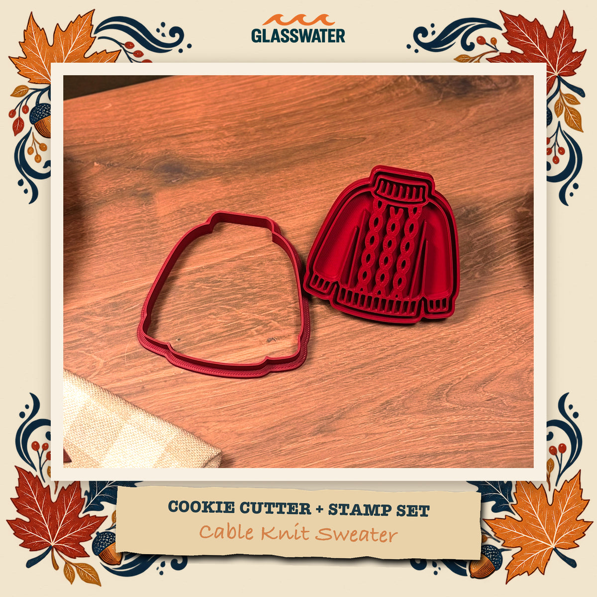 Cable Knit Sweater Cookie Cutter & Stamp Set feature image