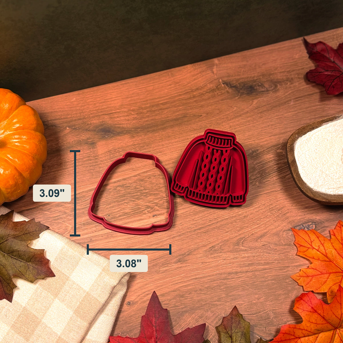 Cable Knit Sweater Cookie Cutter & Stamp Set size image