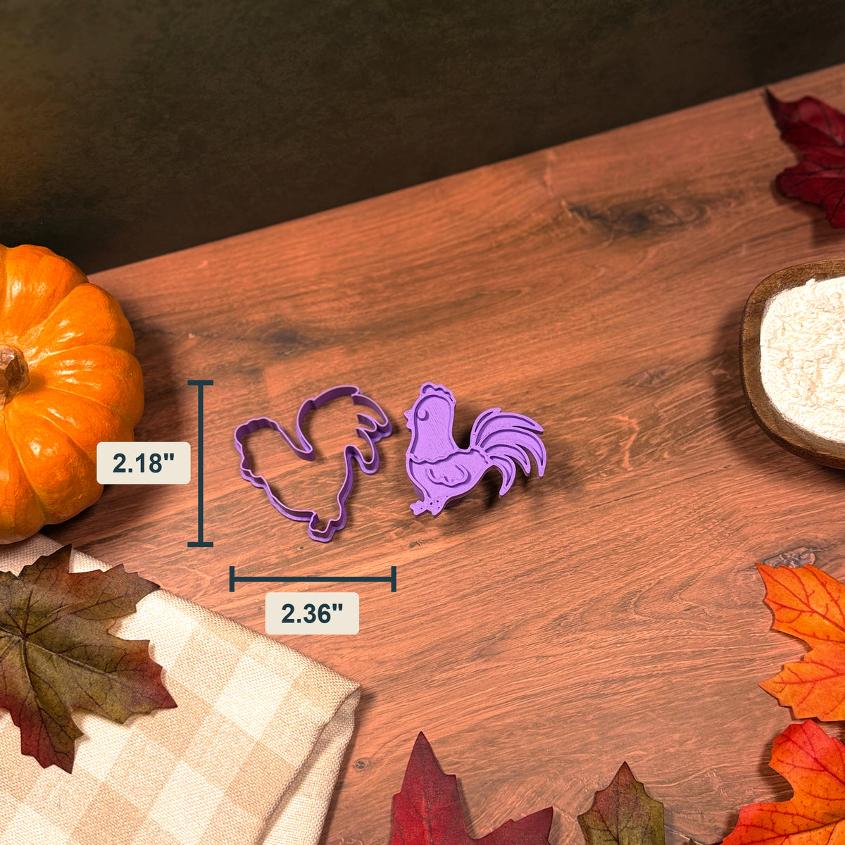 Rooster Cookie Cutter & Stamp Set size image