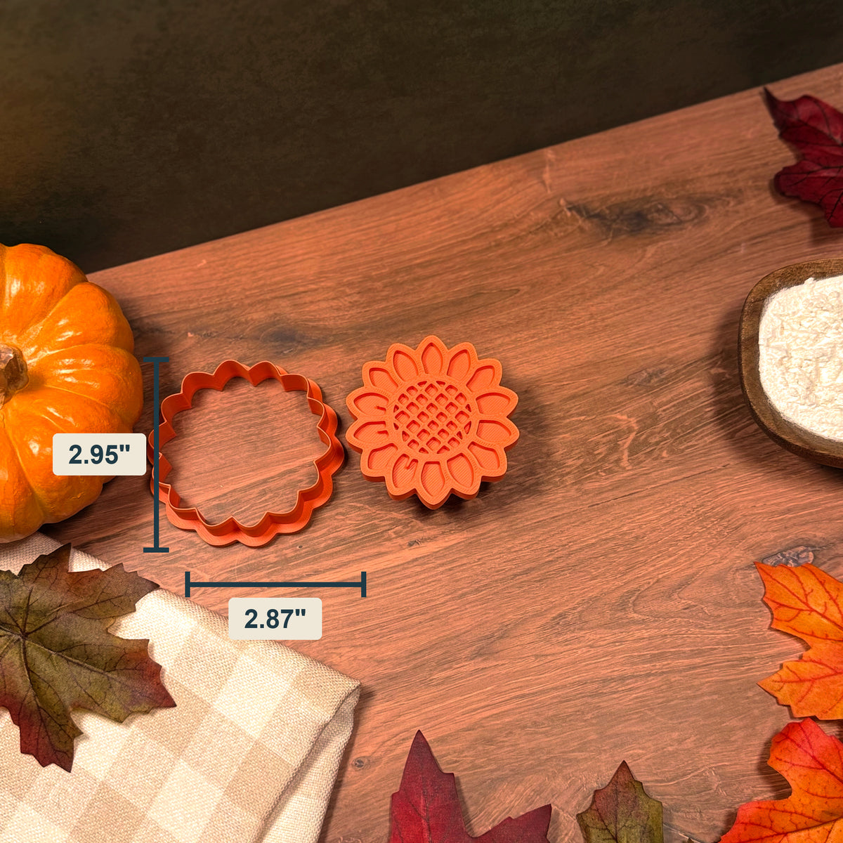 Sunflower Cookie Cutter & Stamp Set size image