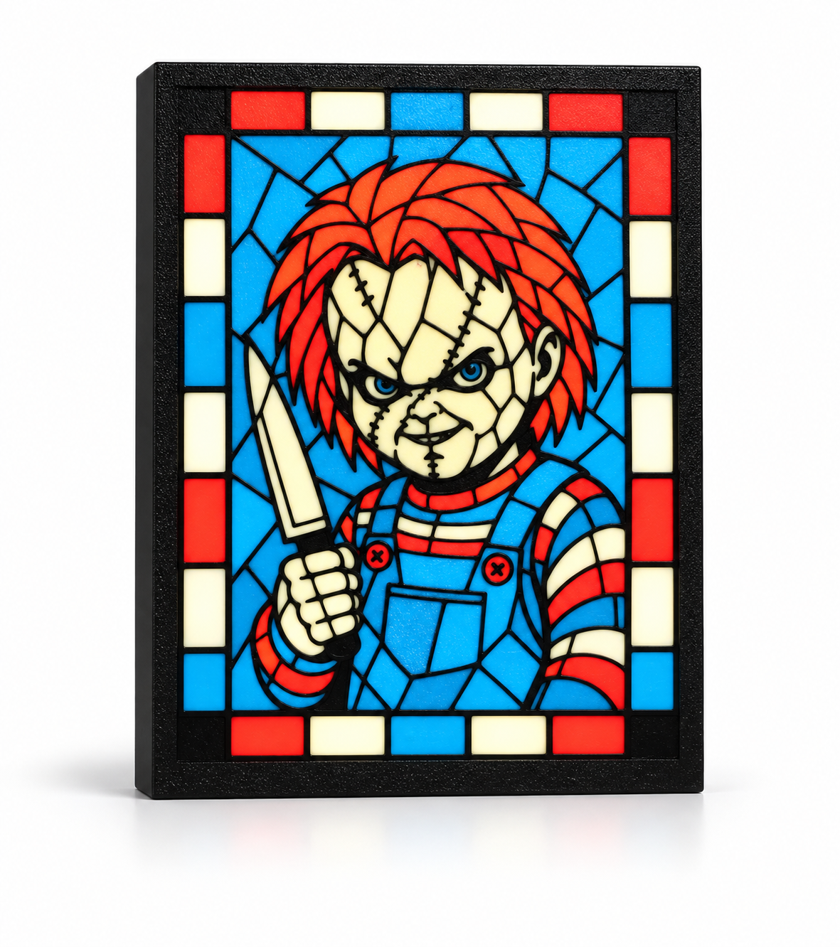 Chucky 3D Printed Stained Glass Light Box | Child's Play Horror Lamp