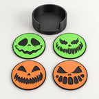 Spooky Jack-o’-Lantern Coaster Set with Holder product image