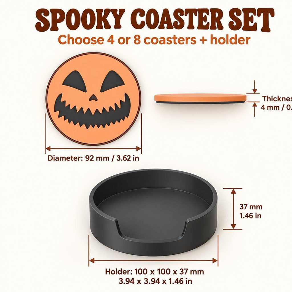 Spooky Jack-o’-Lantern Coaster Set detail image