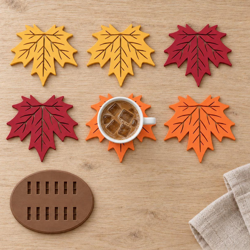 Maple Leaf Coaster Set with Display Stand lifestyle image
