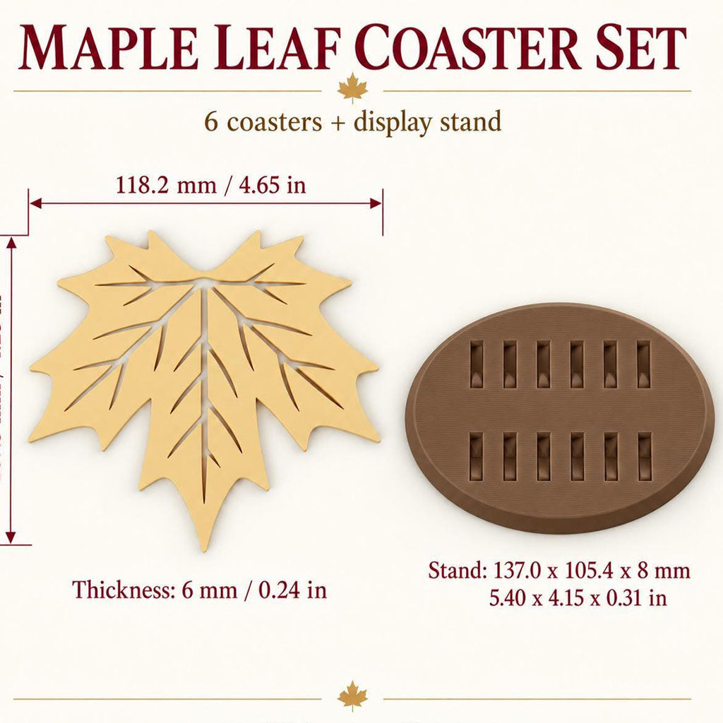 Maple Leaf Coaster Set with Display Stand detail image