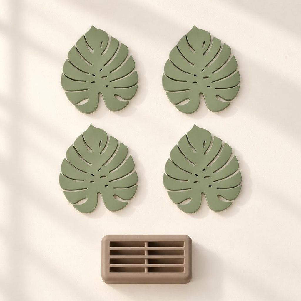 Monstera Leaf Coaster Set with Holder product image