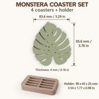 Monstera Leaf Coaster Set with Holder detail image
