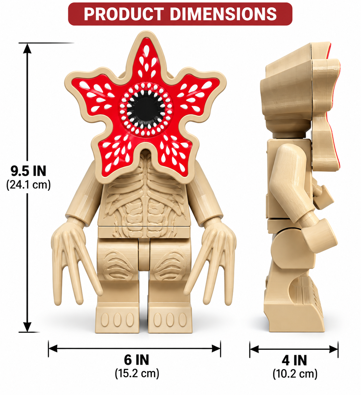 Demogorgon Block Figure | 9.5” 3D Printed Horror Display