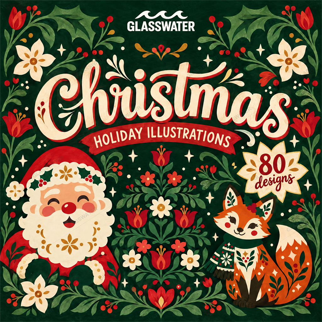 Folk Art Christmas Clipart Bundle cover