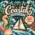 Watercolor Coastal Clipart Bundle cover