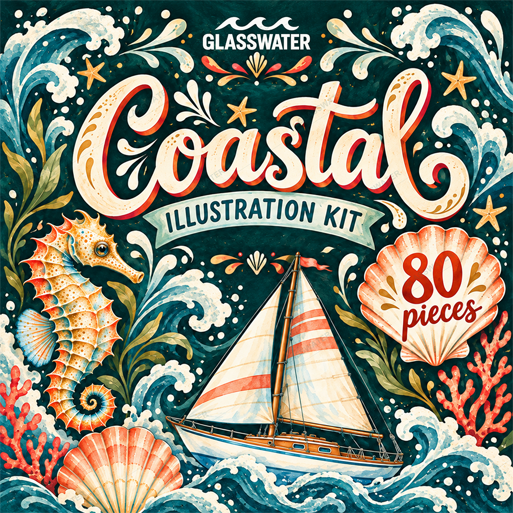 Watercolor Coastal Clipart Bundle cover
