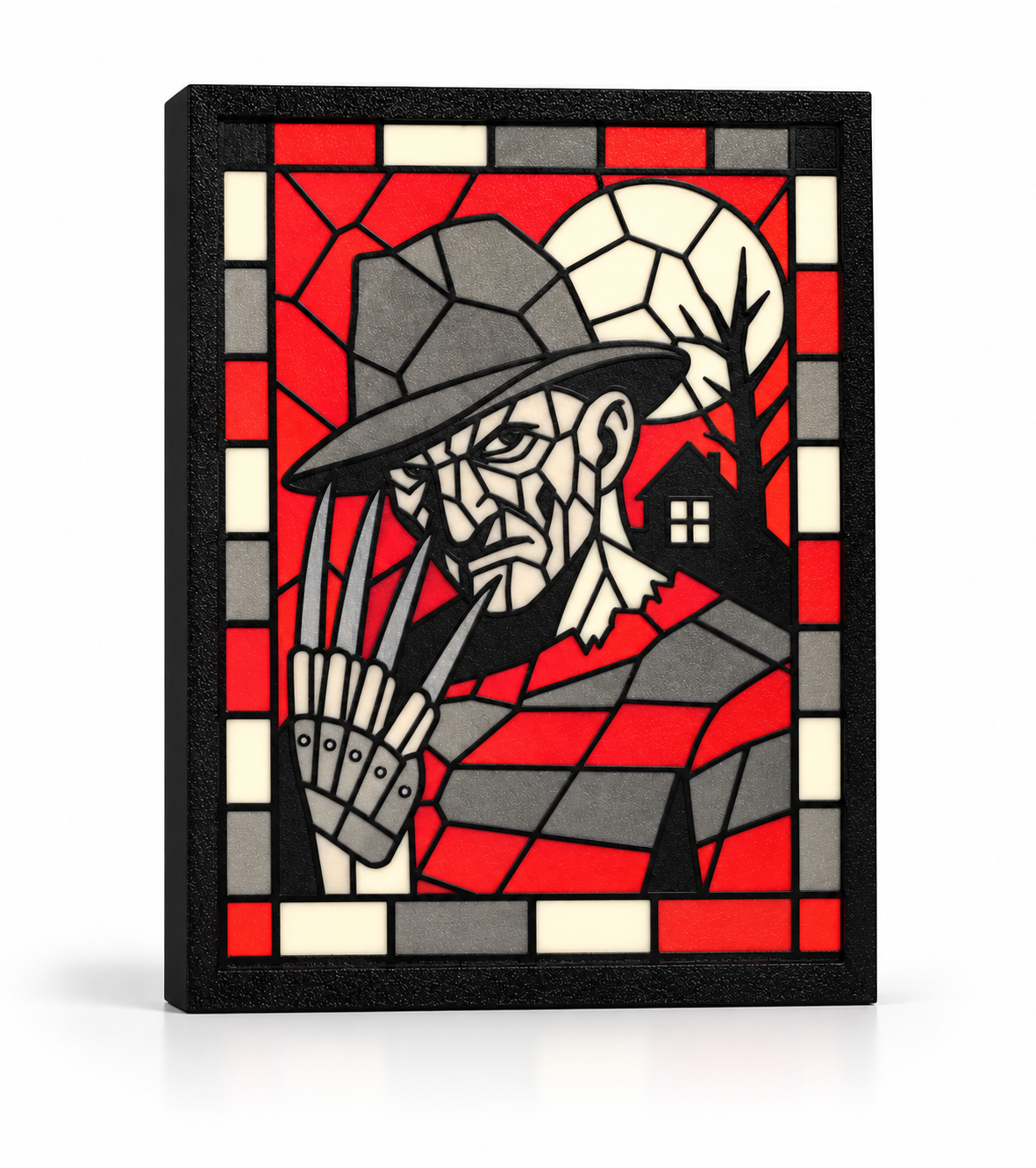 Freddy Krueger 3D Printed Stained Glass Light Box | Nightmare on Elm Street Horror Lamp