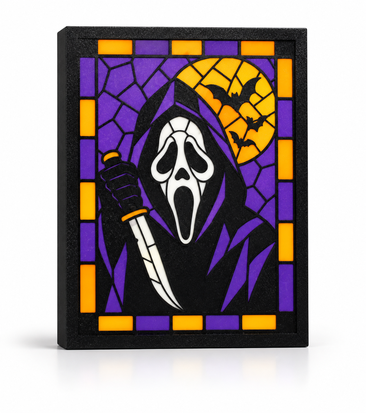 Ghostface 3D Printed Stained Glass Light Box | Scream Horror Lamp